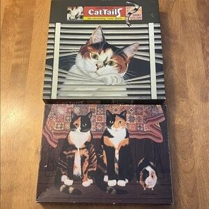 Vintage cat puzzles both complete Lowell Herrera & Mimi Vang Olsen art